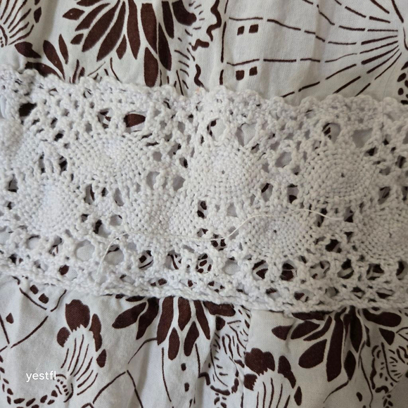CP Shades White Brown Floral crochet Maxi Skirt S Rare - Picture 2 of 8
